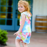 AL Limited Little & Big Girls Pastel Tie Dye Hoodie Top Shorts Camp