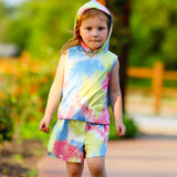 AL Limited Little & Big Girls Pastel Tie Dye Hoodie Top Shorts Camp