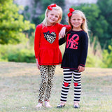 AnnLoren Girls Winter Leopard Heart Holiday Dress Tunic & Leggings Set