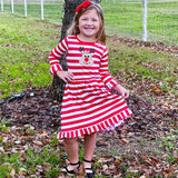 AnnLoren Girls Boutique Red Stripe Christmas Rudolf the Reindeer Swing