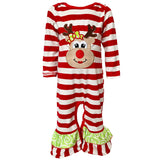 AnnLoren Baby Toddler Girls Boutique Christmas Reindeer Red Striped