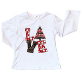 Girls LOVE Christmas Top & Red Polka Dot Ruffle Pants Set