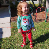 AL Limited Girls Christmas Holiday Santa Tunic Polka dot Pants Party