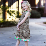 AnnLoren Little & Big Girls Spring Leopard Rose Floral Sleeveless