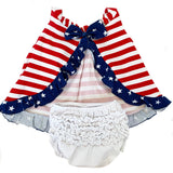 AnnLoren Baby Big Girls 4th of July Swing Stripes Stars Tank Top with