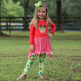 AnnLoren Girls Christmas Reindeer Tunic and Holiday Legging Set