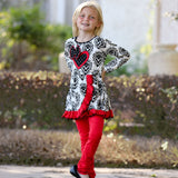 AnnLoren Girls Winter Damask Valentine's Heart Holiday Dress Tunic &