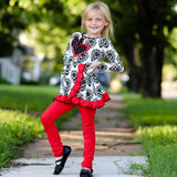 AnnLoren Girls Winter Damask Valentine's Heart Holiday Dress Tunic &