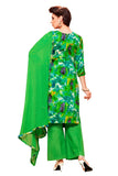 Green Glaze Cotton Embroidered Party Wear Dress