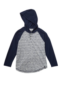 Baseball Sleeve Henley with Hood Boy