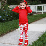 AnnLoren Baby Big Girls Boutique Long Sleeve Red Ruffle Layering