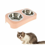 Cat Stainless Steel Bowls Pet Feeding Double Bowl Anti-skid Water Bowl