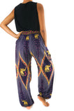 Purple PEACOCK ELEPHANT Pants Women Boho Pants Hippie