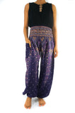 Purple PEACOCK Harem Pants Women Boho Pants Hippie Pants