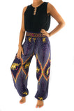 Purple PEACOCK ELEPHANT Pants Women Boho Pants Hippie