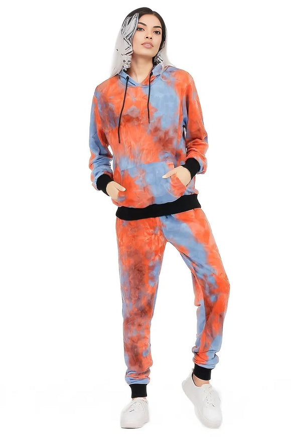 Womens Cotton Tye Dye Lounge Wear Sweat Set