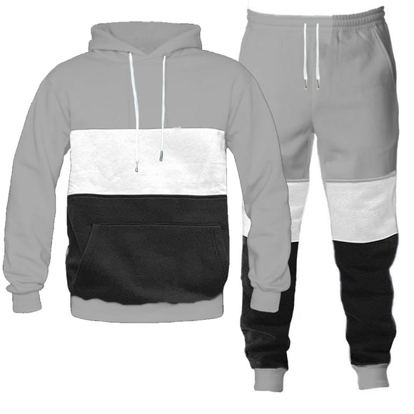 Color Block Hoodie and Jogger Sweat Pant SET