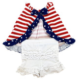 AnnLoren Baby Girls 4th of July Swing Tank Top with Ruffle Trim and