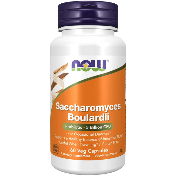 NOW Supplements, Saccharomyces Boulardii, 5 Billion CFU Probiotic, 60 Veg Capsules