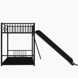 Metal Bunk Bed with Slide, Twin over Twin