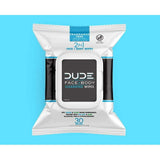 DUDE Wipes Cleansing Wipes, 2-in-1 Face and Body Wipes, Unscented, 30 Count