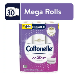 Cottonelle Ultra Comfort Toilet Paper, 30 Mega Rolls