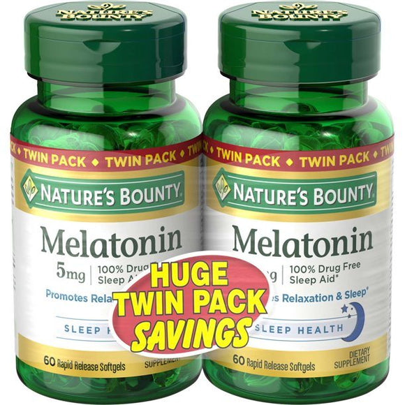 Nature's Bounty Melatonin;  5 mg;  Twin Pack