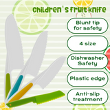 Jetcloudlive 7Pcs Wooden Kids Kitchen Knife, Plastic Safe Knife Set Include Wood Kids Safe Knife, Serrated Edges Plastic Toddler Knife, Plastic Potato Slicers, Sandwich Cutter, Y Peeler