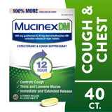 Mucinex DM 12 Hr Relief Tablets, 40ct, 600 mg Guaifenesin, 30 mg Dextromethorphan HBr, Controls Cough and Thins & Loosens Mucus That Causes Cough & Chest Congestion