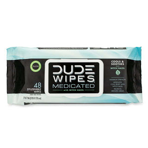 DUDE Wipes Flushable Wipes, Unscented XL Medicated Wet Wipes for Hemorrhoid Relief, 48 Count