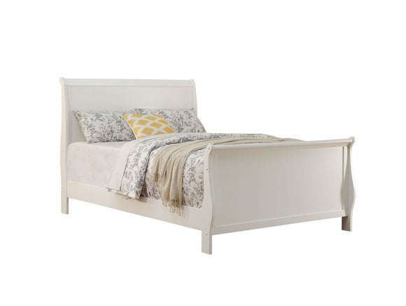 Modern 1pc Twin Size Bed Bedroom Furniture Sleigh Design Headboard Footboard Plywood 1pc Bedframe White Color