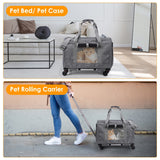 Cat Dog Carrier with Wheels Airline Approved Rolling Pet Carrier with Telescopic Handle Shoulder Strap