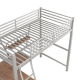 Twin Size Loft Metal&MDF Bed with Desk and Shelf, Silver (Old SKU:SM001105AAN-1)