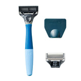 Harry's Men's 5-Blade Manual Razor Handle and 2 Razor Blade Refills, Glacier Blue