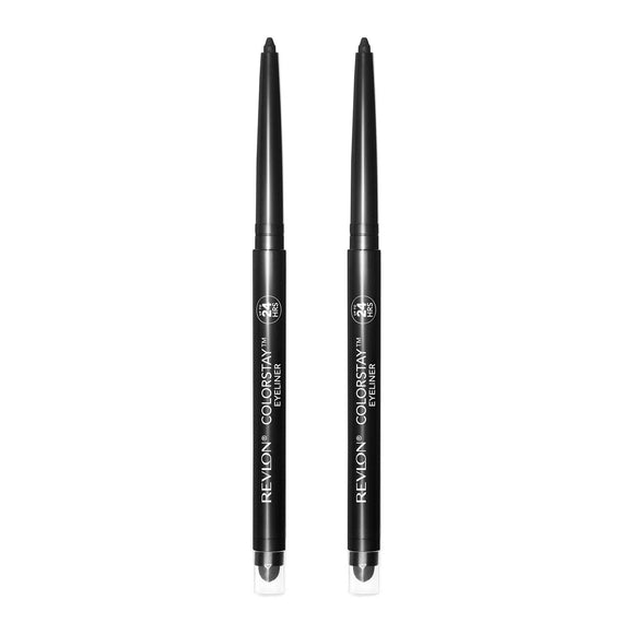 Revlon ColorStay Pencil Eyeliner with Built-in Sharpener Waterproof Smudgeproof Longwearing Eye Makeup with Ultra-Fine Tip 201 Black 2 Pack