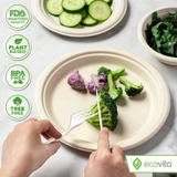 100% Compostable Forks Spoons and Knives - 380 Piece Eco Cutlery Combo Set - Eco Friendly Alternative to Plastic Silverware | Ecovita | White