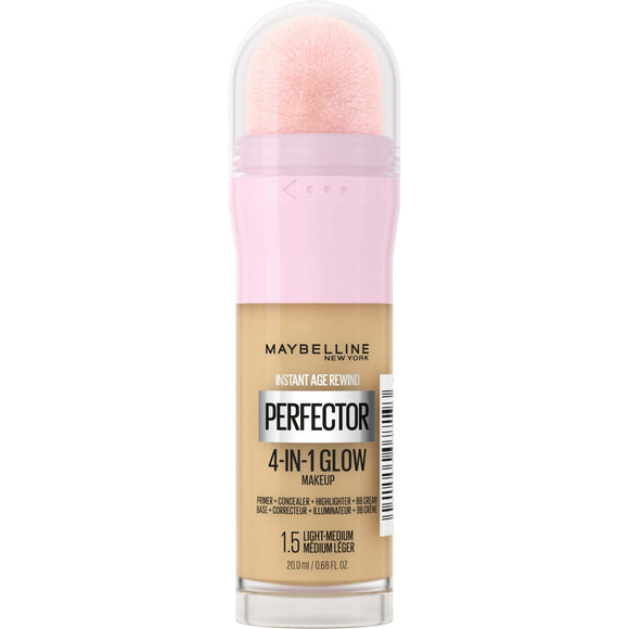 Maybelline Instant Age Rewind Instant Perfector Glow Makeup, Light Medium, 0.68 fl oz