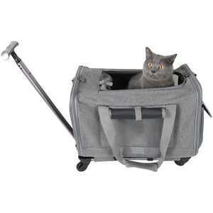 Cat Dog Carrier with Wheels Airline Approved Rolling Pet Carrier with Telescopic Handle Shoulder Strap