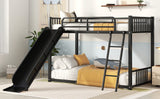 Metal Bunk Bed with Slide, Twin over Twin