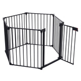 150" Adjustable Safety Gate 6 Panels Play Yard Metal Doorways Fireplace Fence Christmas Tree Fence Gate for House Stairs Gate prohibited area fence