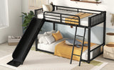 Metal Bunk Bed with Slide, Twin over Twin