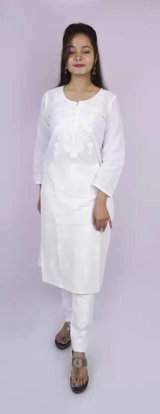 Women Embroidered Pure Cotton A-line Kurta