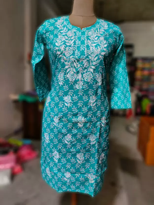 Women Embroidered Cotton Blend A-line Kurta