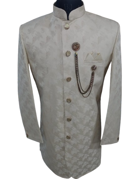 Skin Colour Sherwani For Men Party And Wedding, Size - 38