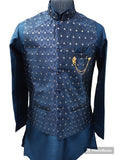 Blue Nehru Jacket With Kurta, Size - 36