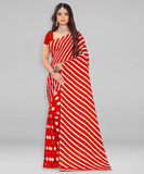 Printed Daily Wear Georgette Saree  (Red & White)