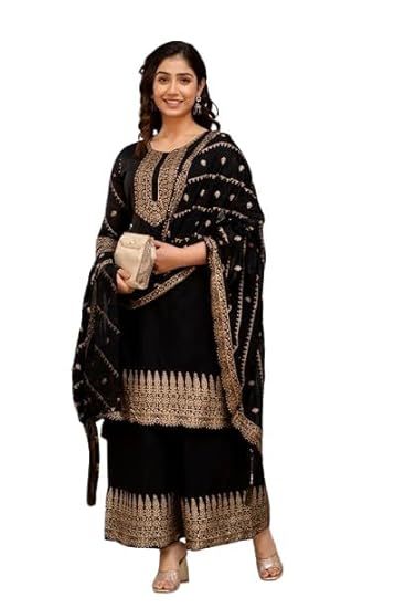 Women's Rayon Blend Straight Kurta suit With Dupatta & Palazzo Set