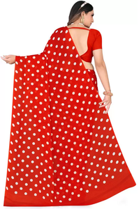 Printed Daily Wear Georgette Saree  (Red)