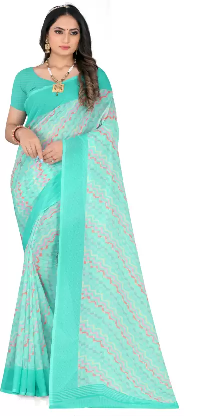 Printed Daily Wear Georgette Saree  (Sea Green)