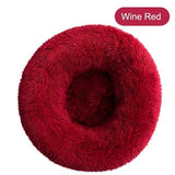 Soft Pet Dog Bed Round Winter warm Long Plush Dog House Cushion Cat